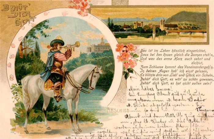 Trompeter von Saeckingen Scheffel Pferd Mann Behuet dich Gott Abschid