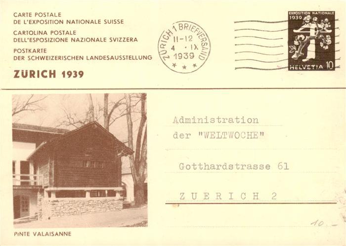 Landesausstellung Zuerich 1939 Pinte Valaisanne