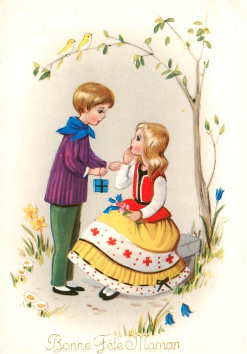 Glueckwunsch Bonne Fete Maman Kinder Geschenk Vogel