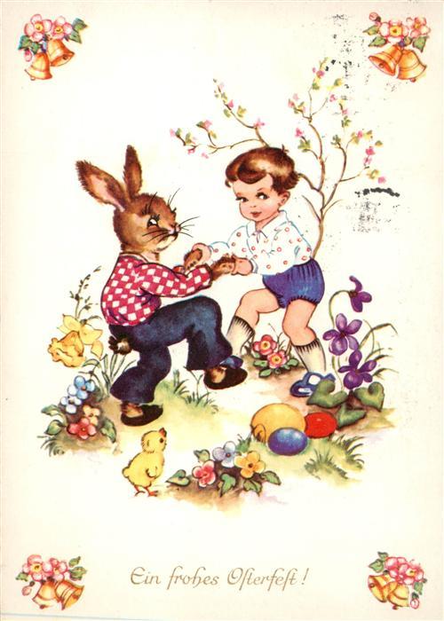 Ostern Easter Paques Pasqua Hase Kind Kuecke Vermenschlicht