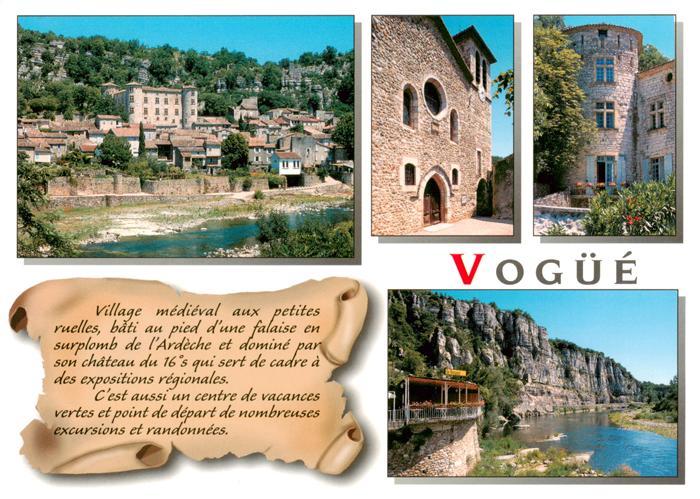 Vogue 07 Ardeche Vue générale Eglise Tour du Château et l'Ardèche