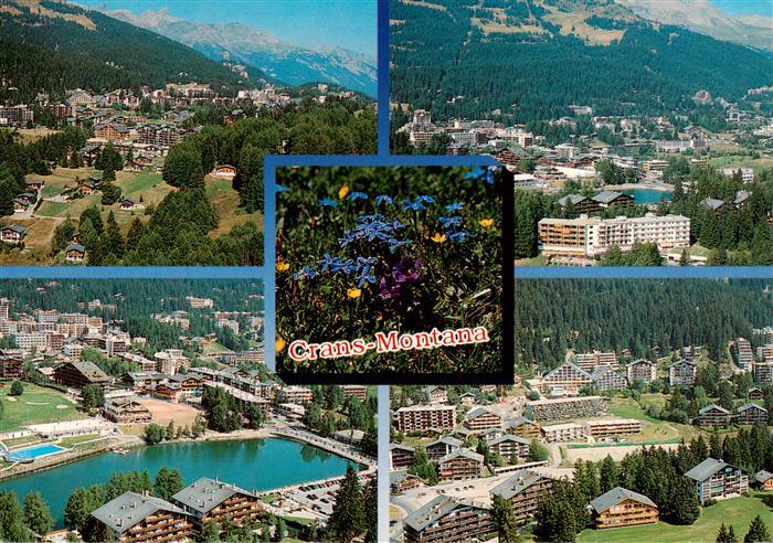 Crans-Montana VS Panorama Teilansichten Hotels See Alpenflora