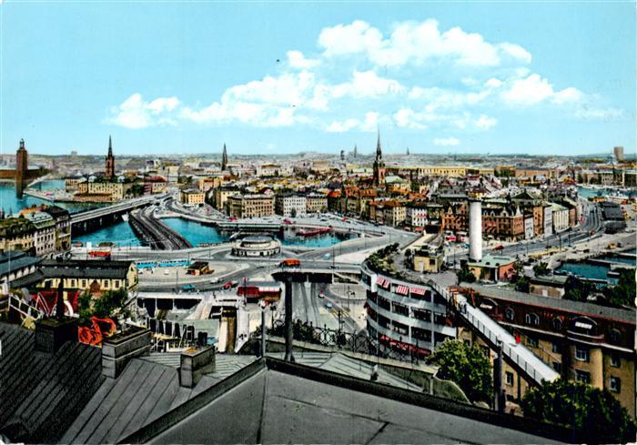 Stockholm  Sweden Utsikt fran Mosebacke oever Slussen och Gamia Sta'n