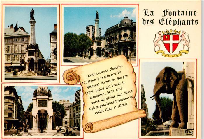 Chambery 73 Savoie La Fontaine des Eléphants Rue de Boigne Château Boulevard de