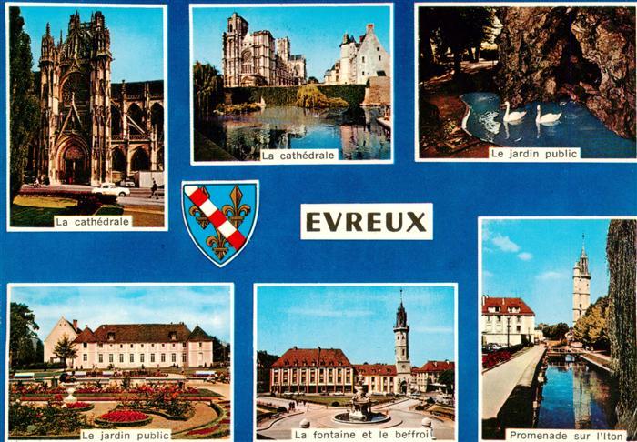Evreux 27 Eure Cathédrale Jardin Public Fontaine Beffroi Promenade sur l'Iton