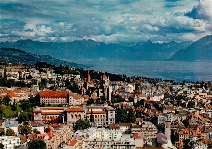 Lausanne VD Vue générale aérienne Lac Léman et les Alpes