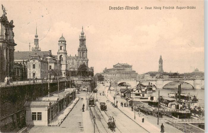 DRESDEN Elbe Altstadt Neue Koenig Friedrich August-Bruecke