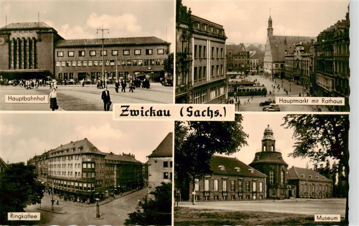 Zwickau  Sachsen Hauptbahnhof Hauptmarkt mit Rathaus Ringkaffee Museum