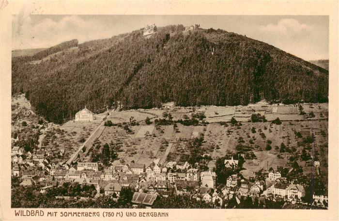 Bad Wildbad Panorama Blick zum Sommerberg und Bergbahn