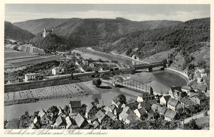 Obernhof Lahn Panorama Blick zum Kloster Arnstein Kupfertiefdruck