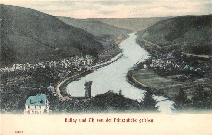Bullay Mosel und Alf Panorama Blick von der Prinzenhoehe
