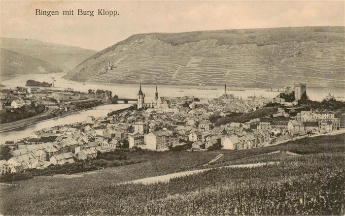Bingen Rhein Panorama Blick zur Burg Klopp