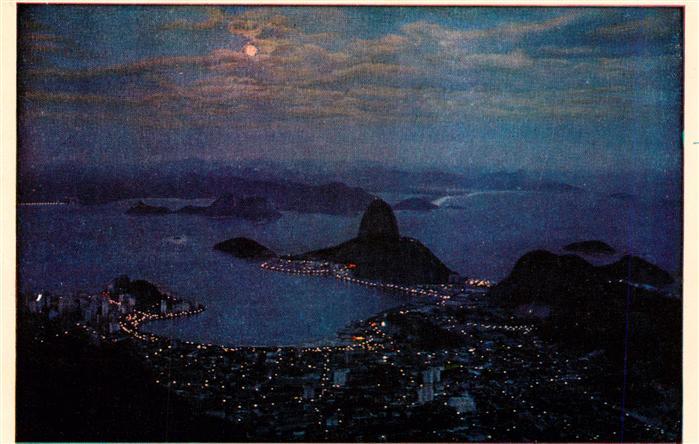 Rio de Janeiro Brazil at night aerial view