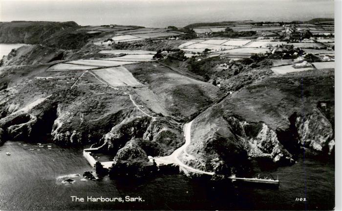 Sark UK Aerial view of the harbours