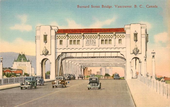 Vancouver BC Canada Burrard Street Bridge Illustration
