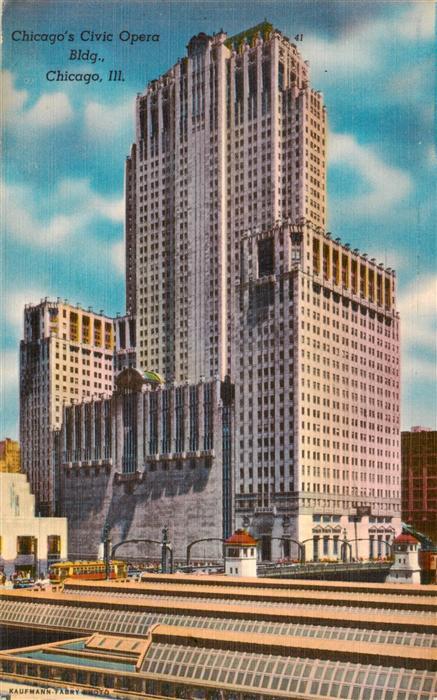 Chicago Illinois Civic Opera Building Illustration