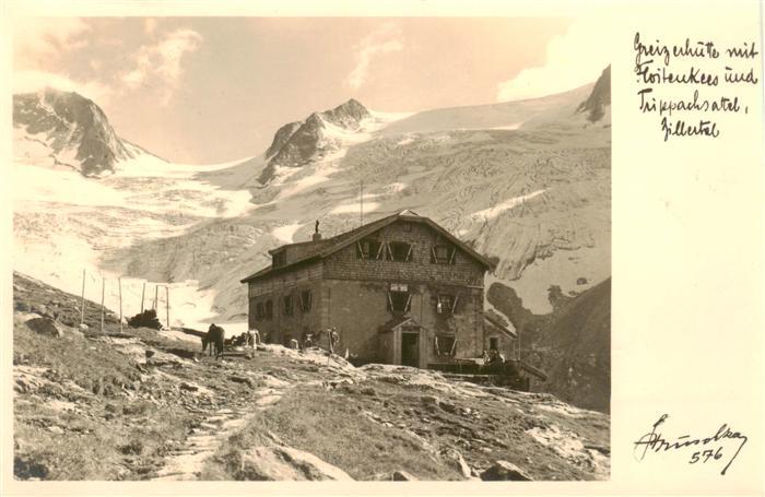 Ginzling Mayrhofen Tirol AT Greizerhuette mit Floitenkees und Trippachsattel Zil