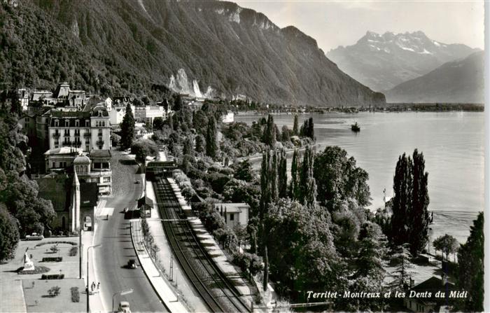 Territet Montreux VD Vue générale Lac Leman et les Dents du Midi Alpes