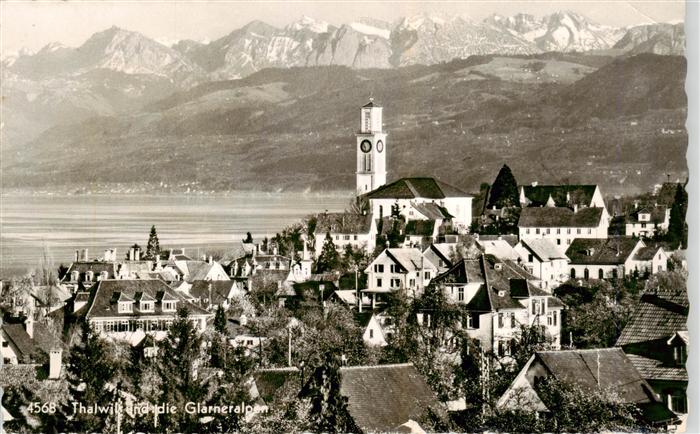 Thalwil Thalweil ZH Ansicht mit Kirche Blick gegen Glarner Alpen
