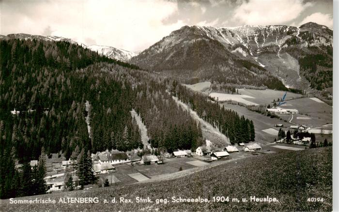 Altenberg Rax Panorama Sommerfrische Blick gegen Schneealpe und Heualpe