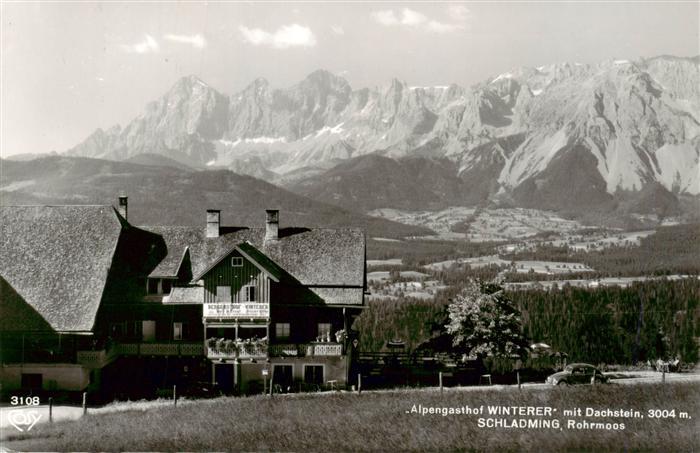 Schladming Obersteiermark AT Alpengasthof Winterer mit Dachsteingebirge