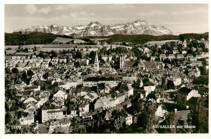 St Gallen SG Stadtpanorama Blick zum Saentis Appenzeller Alpen