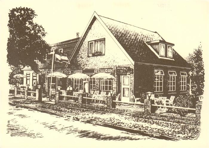 Groet Schoorl NL Harger Café Restaurant Zeichnung Kuenstlerkarte