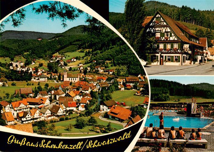 Schenkenzell Panorama Luftkurort im Schwarzwald Fachwerkhaus Freibad