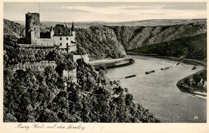 St Goarshausen Rhein Burg Katz mit der Loreley