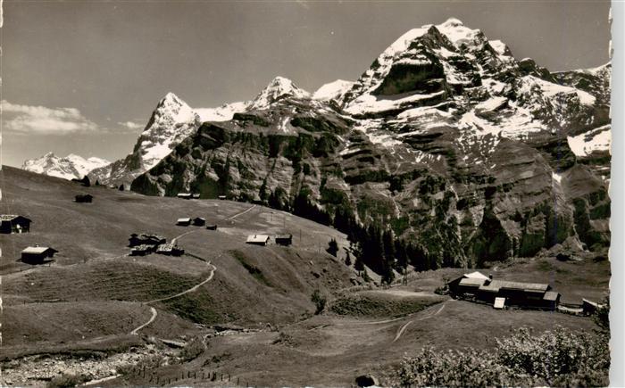 Muerren BE Alp Spielboden mit Eiger Moench und Jungfrau