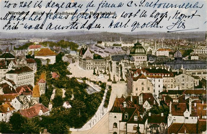 NueRNBERG  CITY Blick vom Stadttheater zum Hauptbahnhof