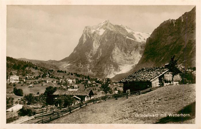 Grindelwald BE Panorama Blick gegen Wetterhorn Berner Alpen