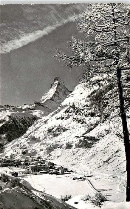 Zermatt VS Winterpanorama Blick gegen Matterhorn Walliser Alpen