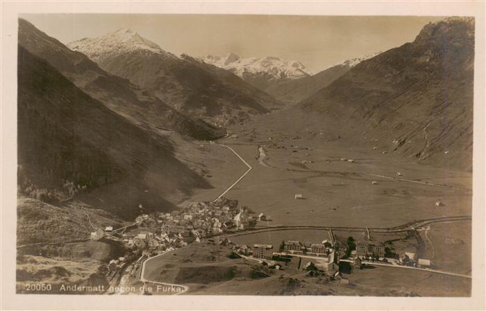 Andermatt UR Panorama Blick gegen die Furka
