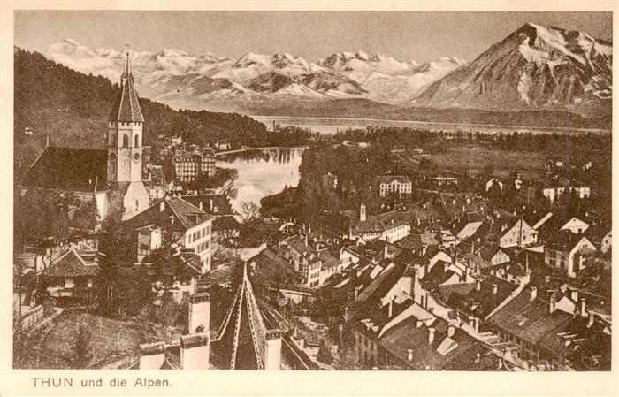 Thun BE Stadtpanorama Blick gegen die Alpen