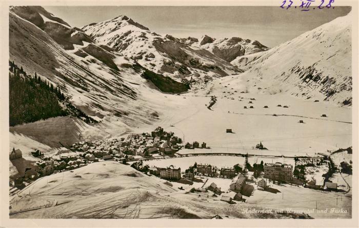 Andermatt UR mit Ursenental und Furka Winterpanorama