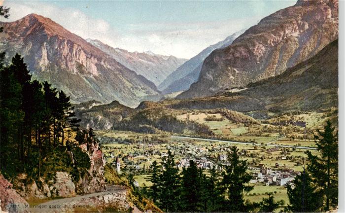 Meiringen BE Panorama Blick gegen die Grimsel Berner Alpen