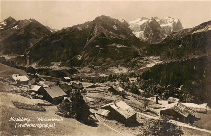Wasserwendi Panorama Blick gegen Wetterhorngruppe Berner Alpen
