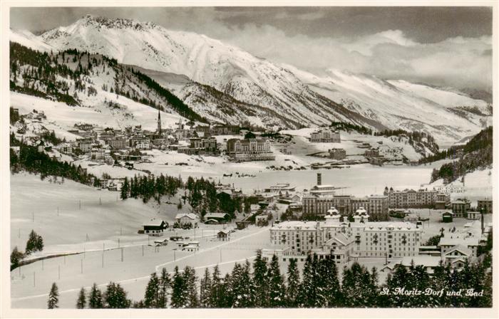 St Moritz Dorf GR und St. Moritz Bad Winterpanorama