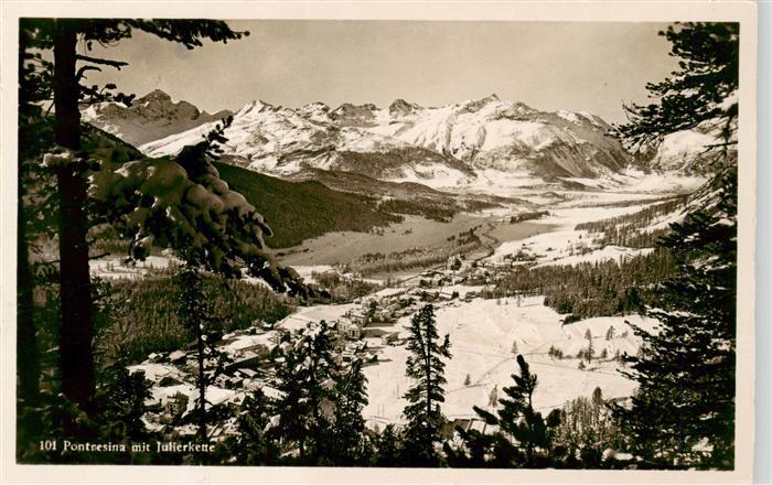 Pontresina Winterpanorama Blick gegen Julierkette Albula Alpen