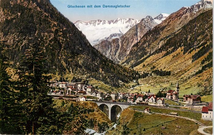 Goeschenen Goeschenen UR Panorama Eisenbahnbruecke Blick gegen Dammagletscher Ur