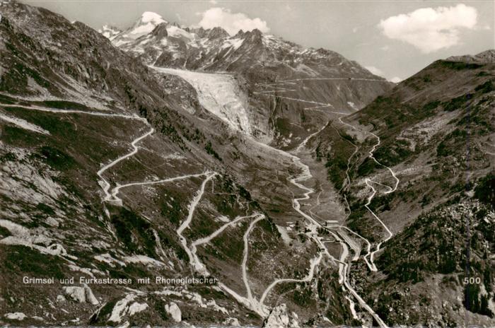 Grimsel Pass und Furkastrasse Rhonegletscher Serpentinen Gebirgspass