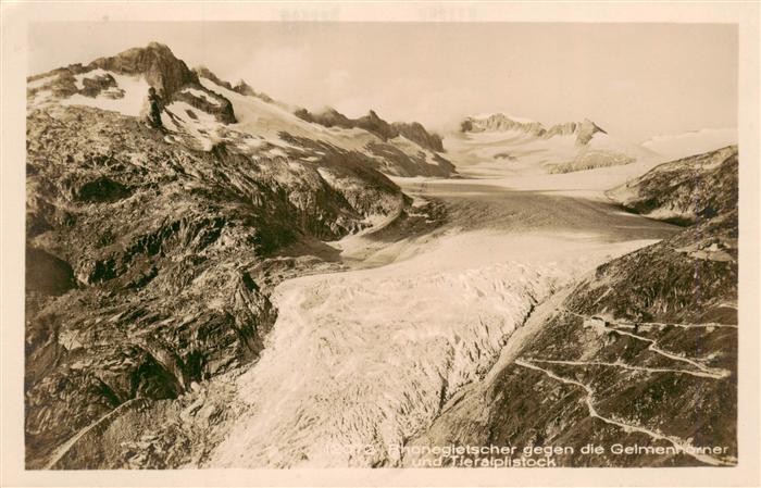 Rhonegletscher Glacier du Rhone VS gegen die Gelmenhoerner und Tieralplistock Ge