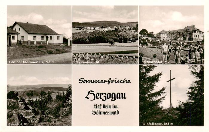 Herzogau Waldmuenchen Gasthof Grenzhotel Freibad Landschaftspanorama Gipfelkreuz