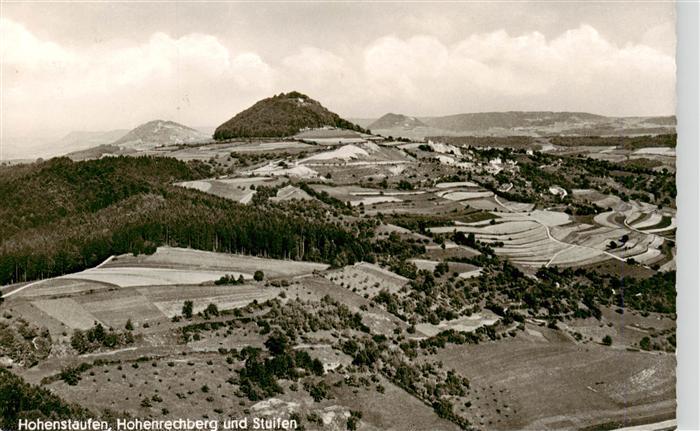 Hohenstaufen Goeppingen BW Panorama Hohenrechberg und Stuifen Original Straehle