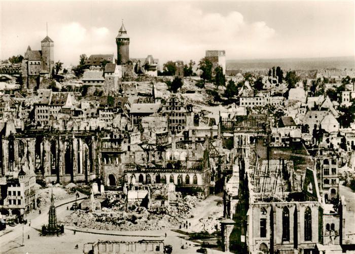 NueRNBERG  CITY um 1945 Blick auf Hauptmarkt und Burg