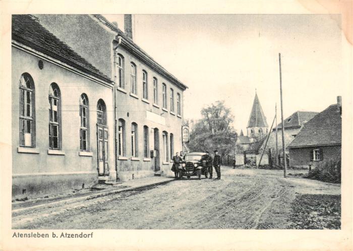 Atensleben Athensleben Stassfurt Gaststaette Hauptstrasse Blick zur Kirche Kupfe