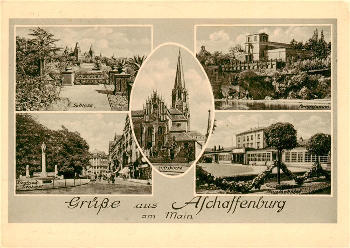 Aschaffenburg Main Schloss Stiftskirche Hauptbahnhof Siegfried-Denkmal