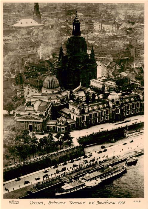 DRESDEN Elbe Bruehlsche Terrasse vor der Zerstoerung 1945 Reproduktion