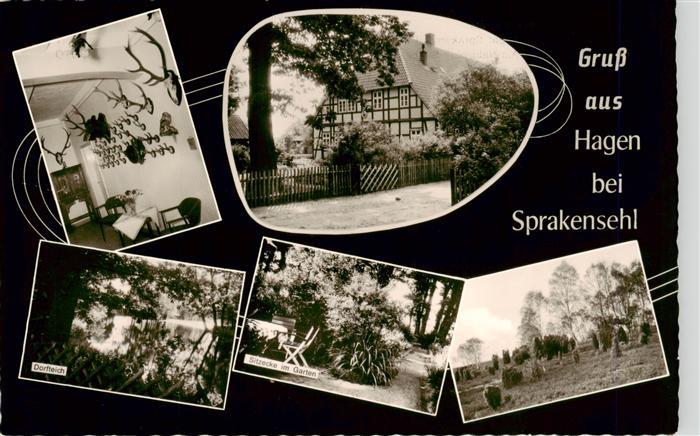 Sprakensehl Gasthaus Stube Dorfteich Sitzecke im Garten Panorama
